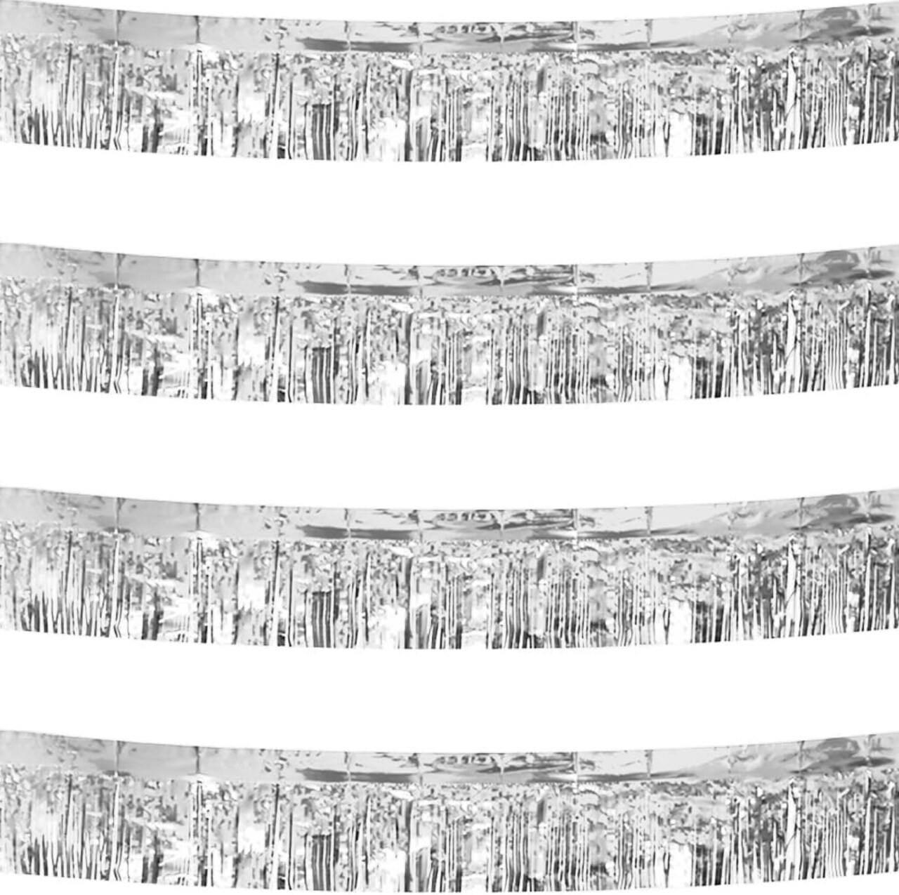 120 Inches - 4pack Foil Fringe Garland Metallic Wall Hanging Drapes(Silver)